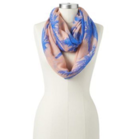 Palm Trees Peachy Pink Blue Infinity Scarf - Picture 2 of 4